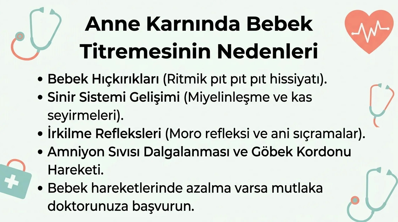 Anne karnında bebek titremesinin nedenleri infografik ve tıbbi bilgilendirme
